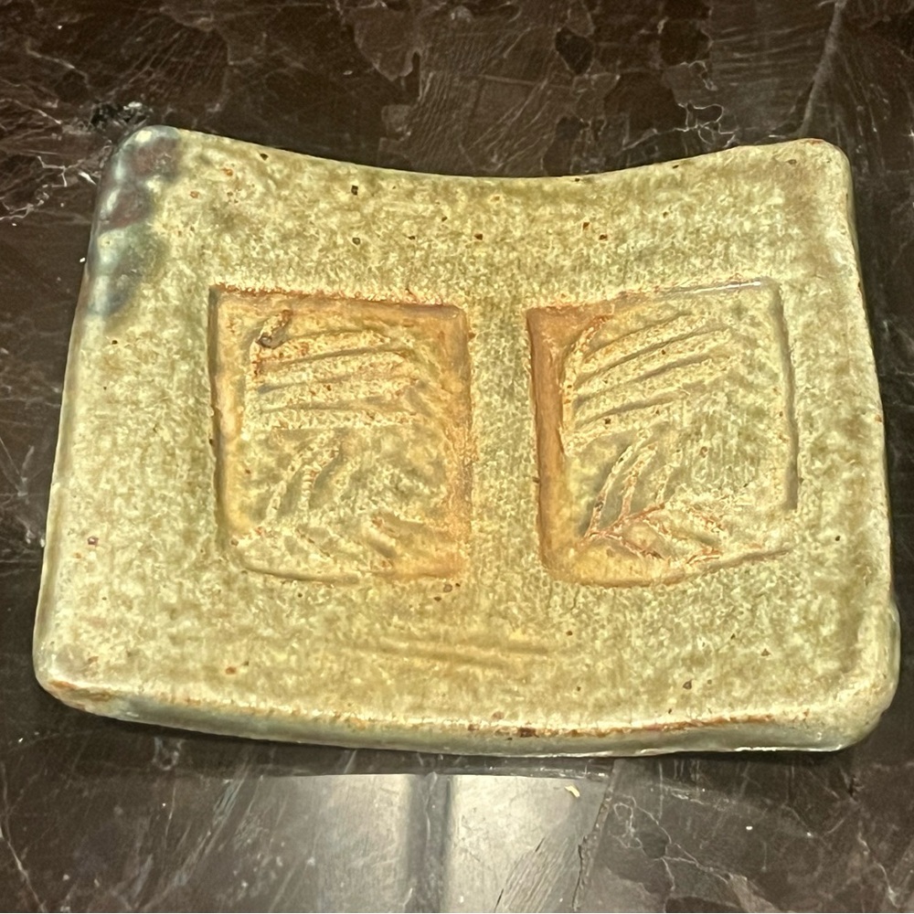 Artisan Ceramic Accent Tray/ Spoon Holder in Earthy Tones. Hand made and signed.